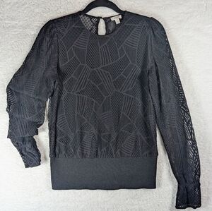 546-Elegant‎ Black Lace Women's Top